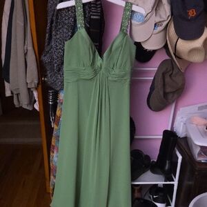David's Bridal Green Maxi Dress